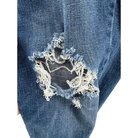 Old Navy Women's Blue Medium Wash Distressed High-Rise Skinny Jeans Size 16 - Picture 4 of 5